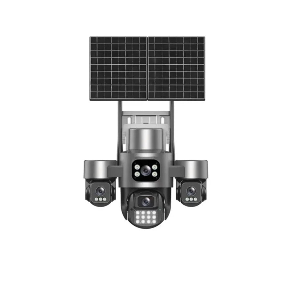 Trade Shop - Telecamera Di Videosorveglianza A Quattro Lenti Aov Ptz Rotante 4g A Energia Solare -