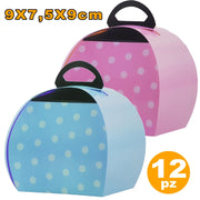 Trade Shop - 12 Scatole Pois Porta Torta Dolce Confetti Compleanni Nascita Battesimo Feste -