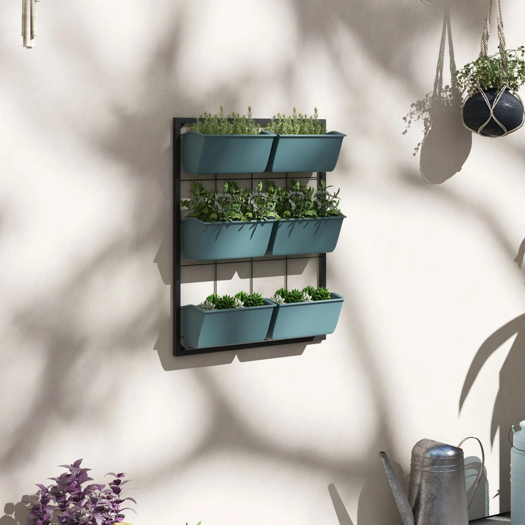 Orto Verticale 3 Livelli con 6 Vasi ¨C zephmum ¨C Acciaio e Plastica Verde 52x14x66cm