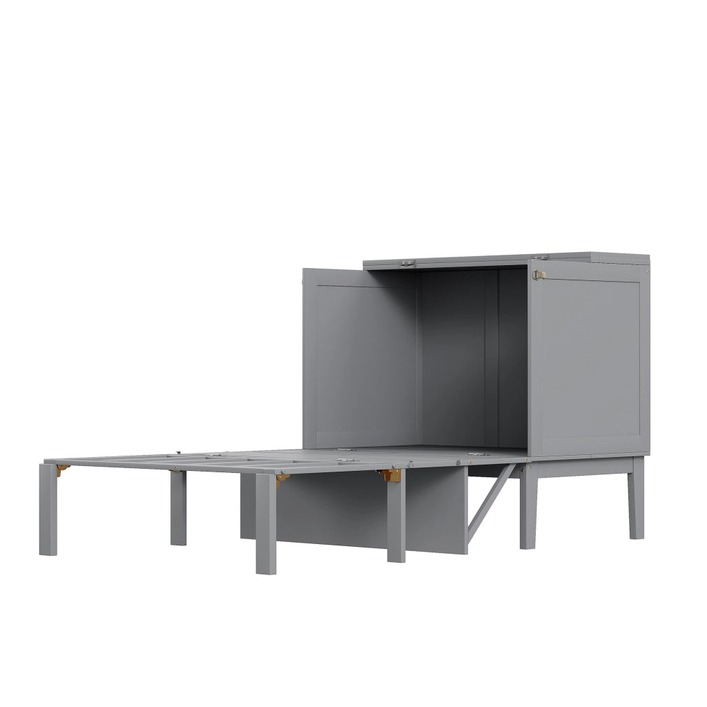 Letto a scomparsa verticale 90x200 cm con rete, letto salvaspazio grigio per camera singola