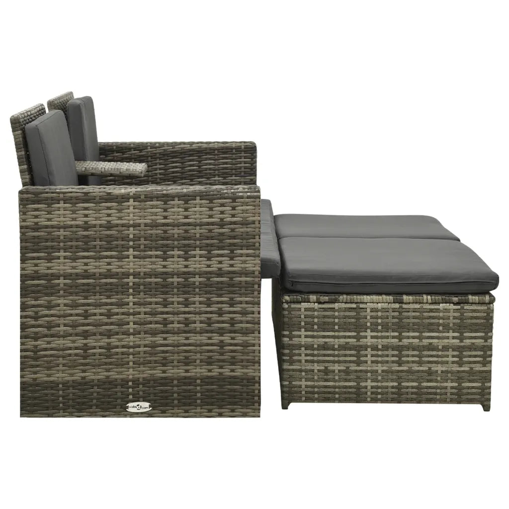 Set Divani da Giardino 3 pz | Set Salotto da Giardino con Cuscini in Polyrattan Grigio