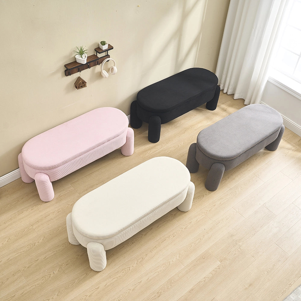 Panca-Xylo-Chenilla rosa legno massello con spazio