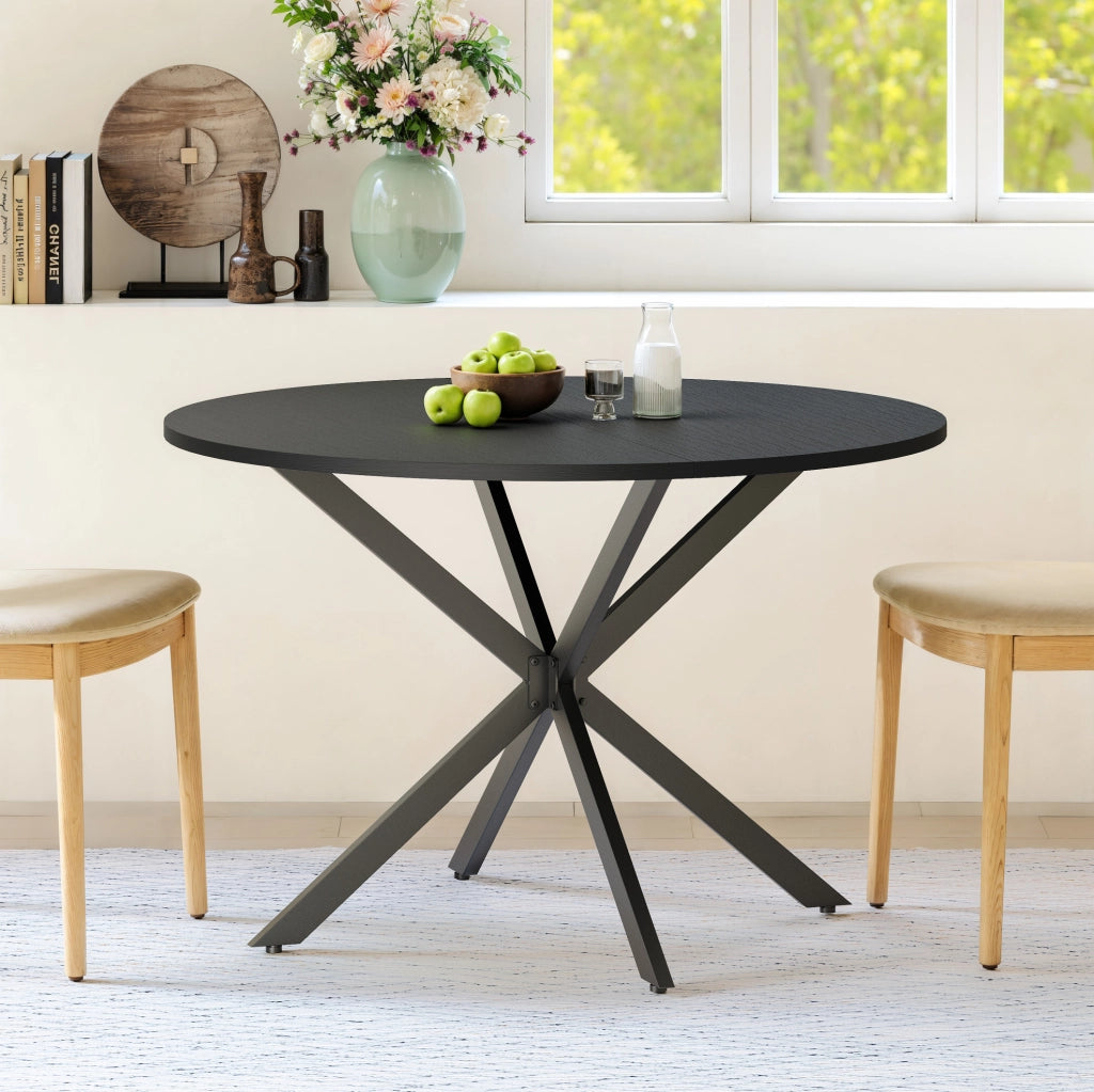 Tavolo da pranzo rotondo Ø120 cm con gambe a X nero