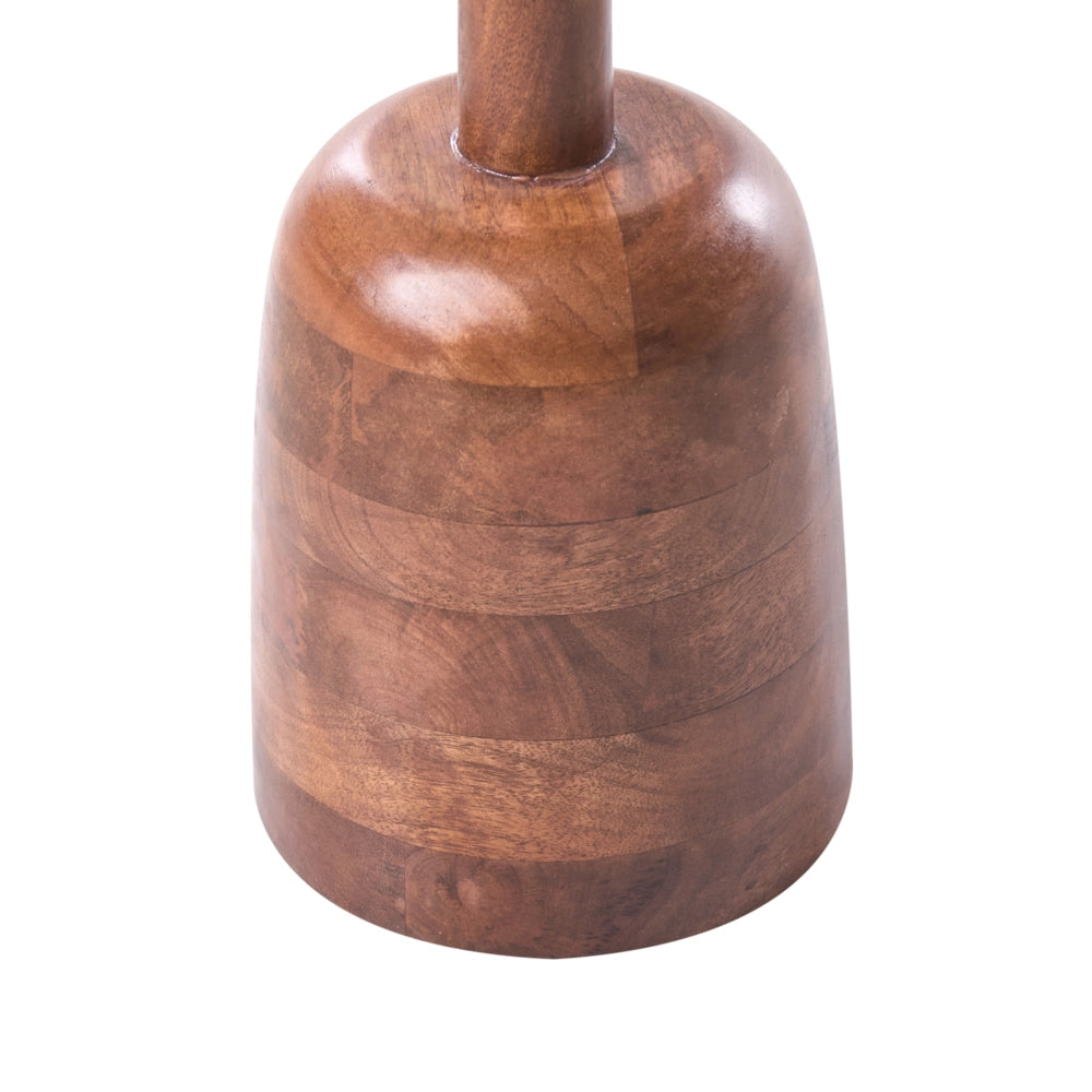 Tavolino con base in legno di mango marrone e piano in marmo Moderno Soggiorno Rotondo