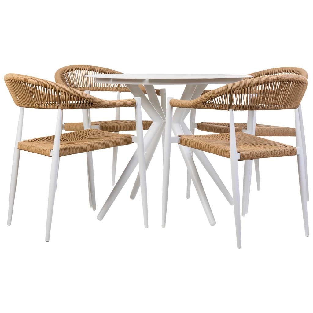Set tavolo e 4 sedie beige, tavolo: P90x75.sedia(4): 56x60x78