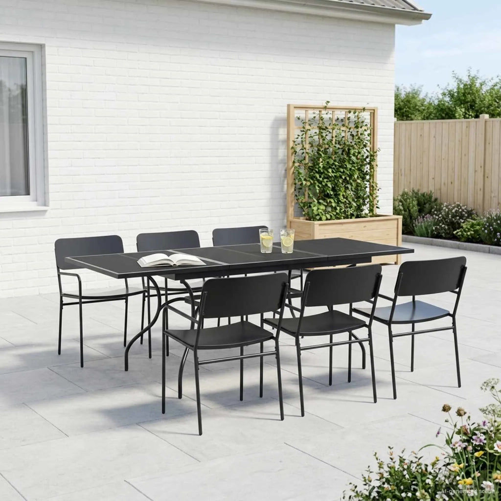 Tavolo da Pranzo Estensibile in Rete Antracite 212 x 90 x 76 cm 42033195