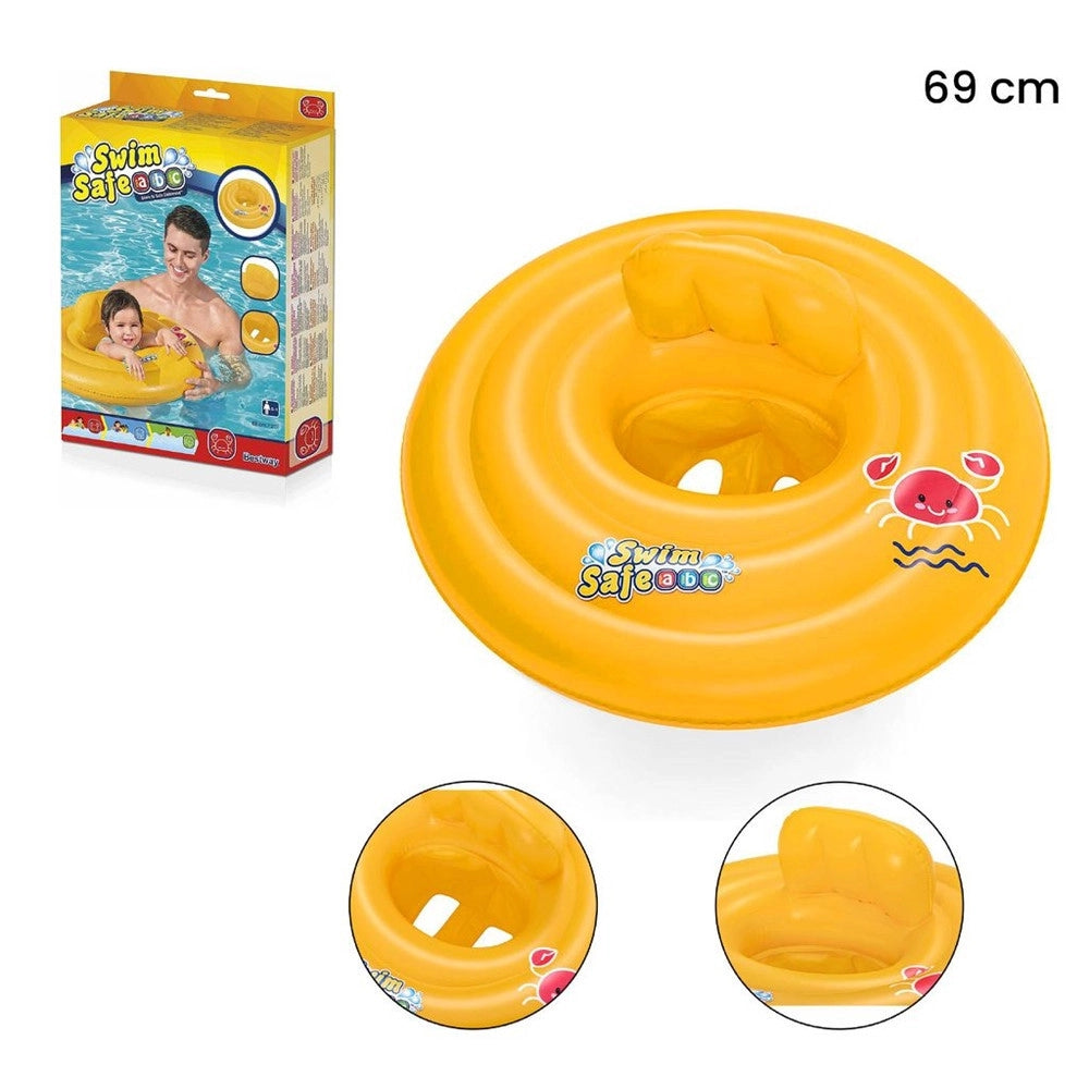 Trade Shop - Salvagente Gonfiabile Galleggiante A Mutantina Per Bambini Rotondo 69cm Swim Safe 32096 -