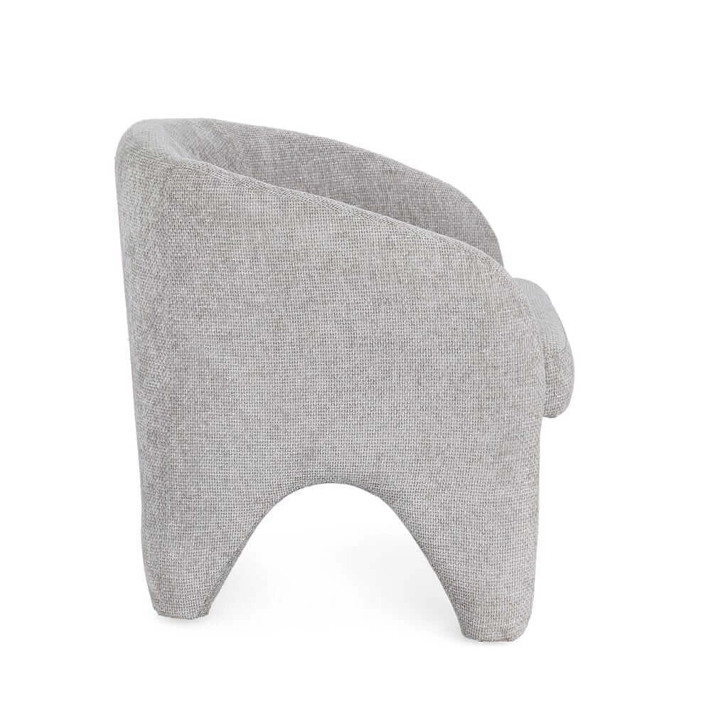 Poltrona a Botte con Braccioli in Tessuto Grigio Chiaro - AKIRA
