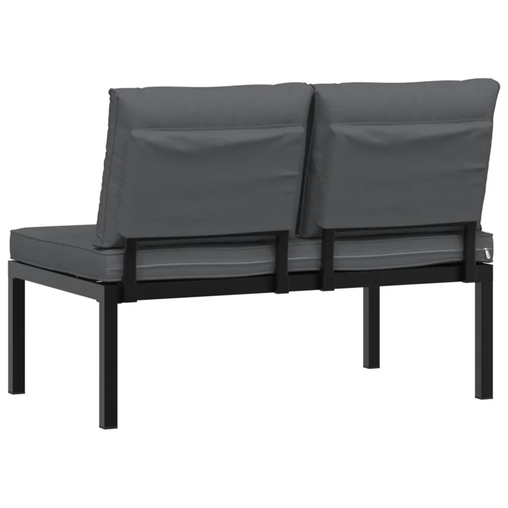 Panca da Giardino con Cuscini Nera in Alluminio 4008570