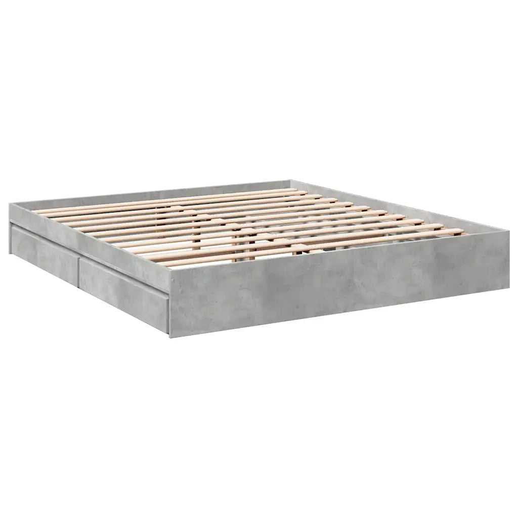 Giroletto Cassetti-Struttura Letto con contenitore Grigio Cemento 180x200 cm Legno Multistrato 461130