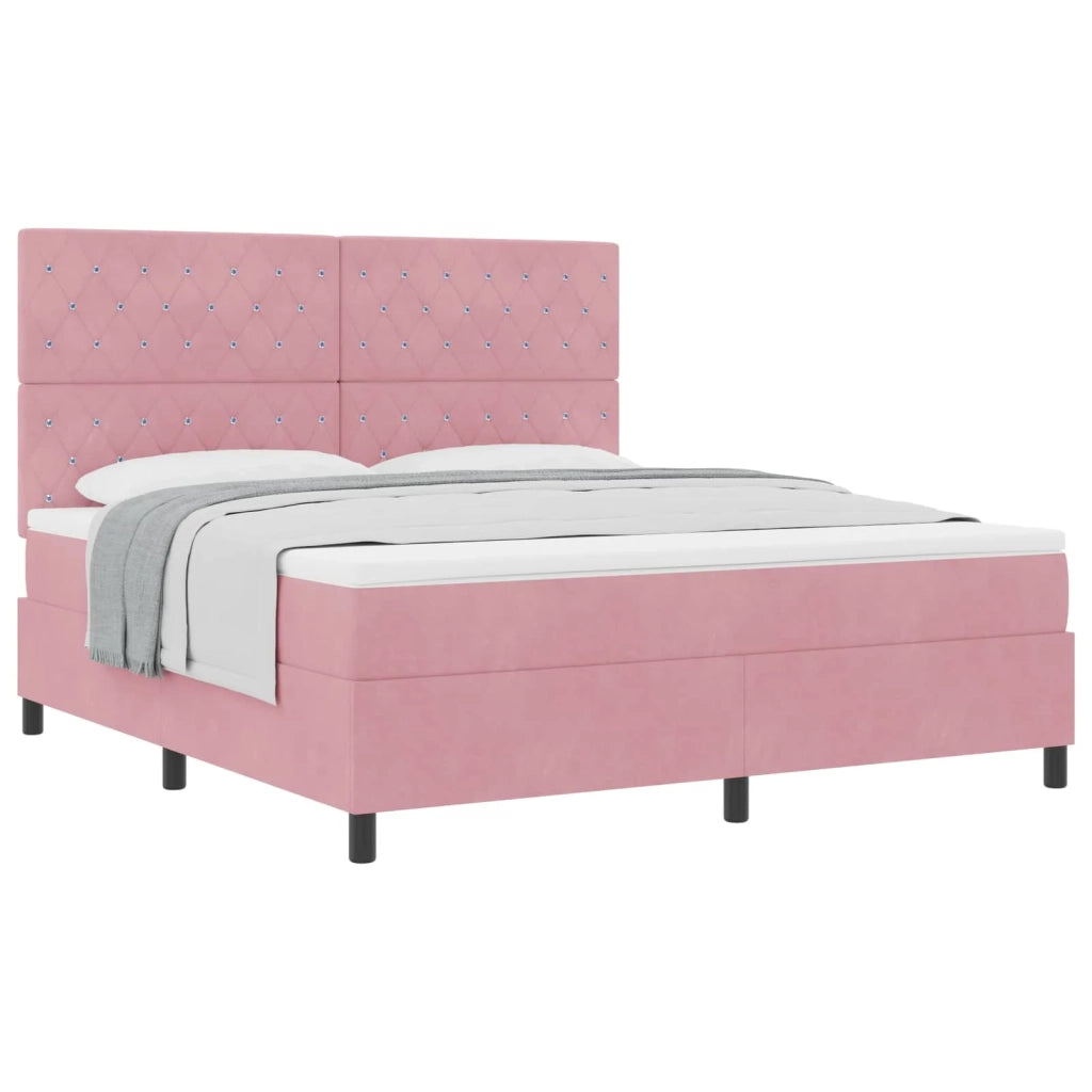 Letto a molle con materasso Rosa 180 x 200 cm Velluto 3339787