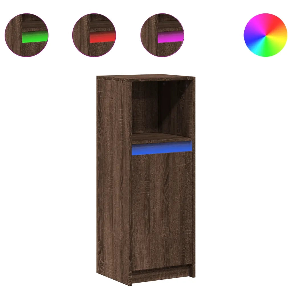 Credenza con LED-Buffet-Armadio da cucina Rovere Marrone 38x34x100 cm Legno Multistrato