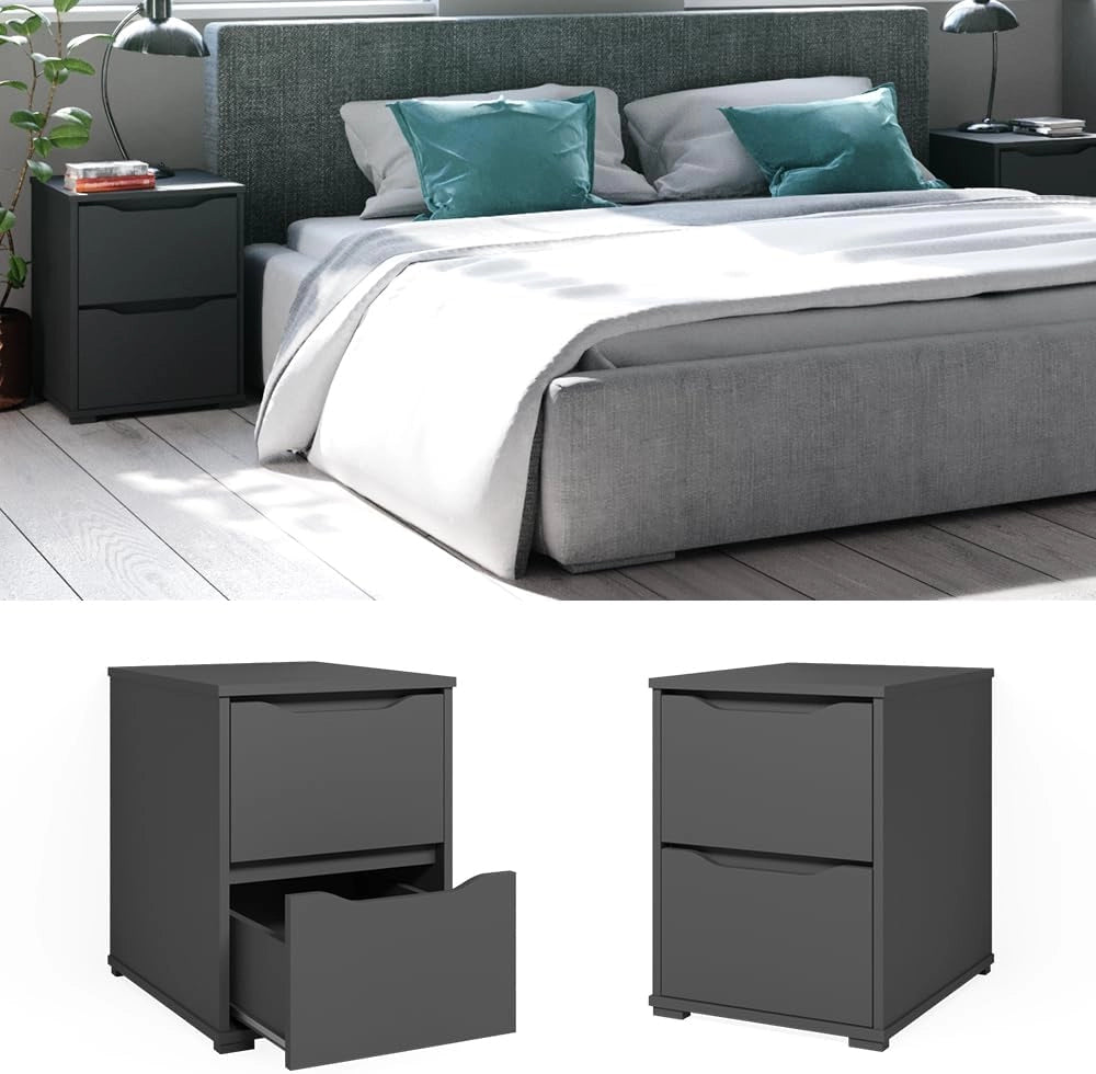 Comodini camera da letto Ruben, Antracite, 40.2 x 53.6 cm, adatto come comodino per letti boxspring