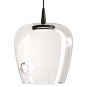 Zafferano Lampada a sospensione Bilia 27cm LED 8W 2700K Nero-Trasparente, design in vetro borosilicato soffiato a bocca per illuminazione indoor