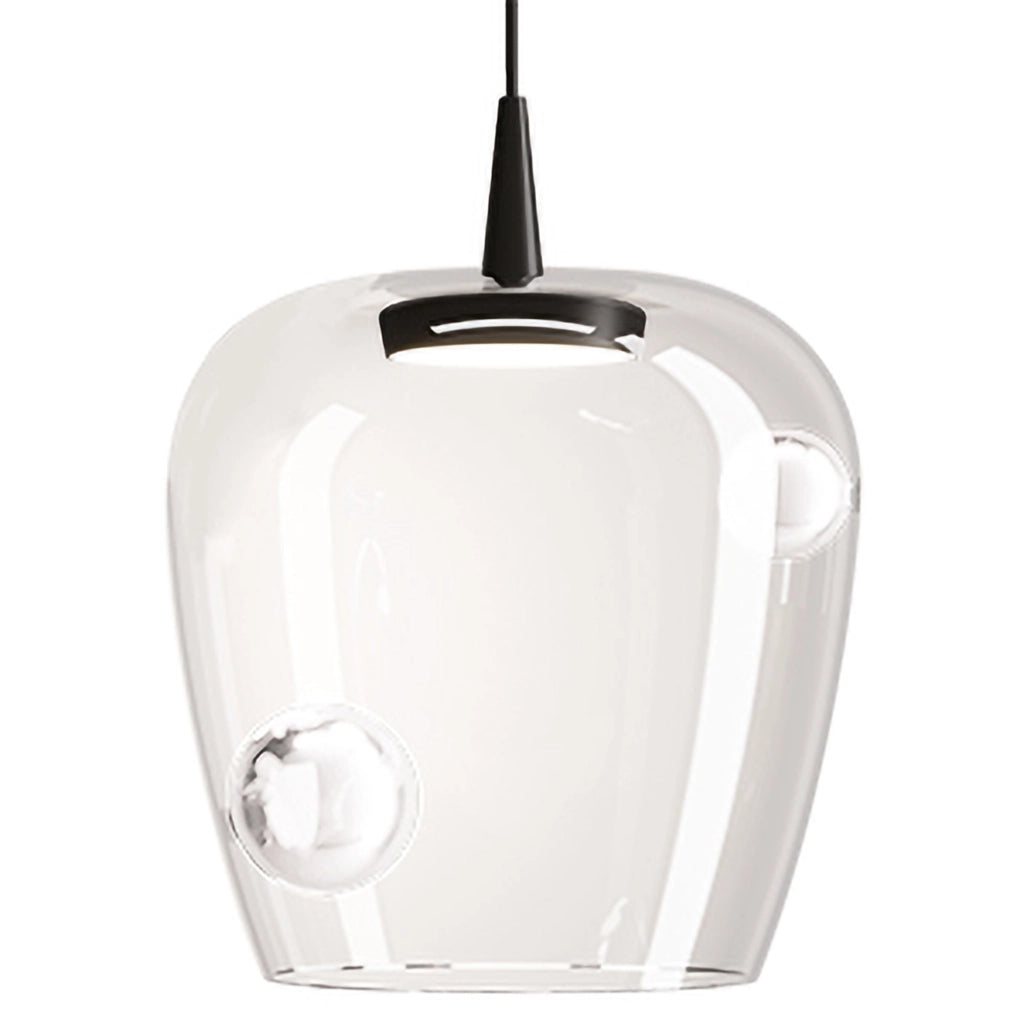 Zafferano Lampada a sospensione Bilia 27cm LED 8W 2700K Nero-Trasparente, design in vetro borosilicato soffiato a bocca per illuminazione indoor