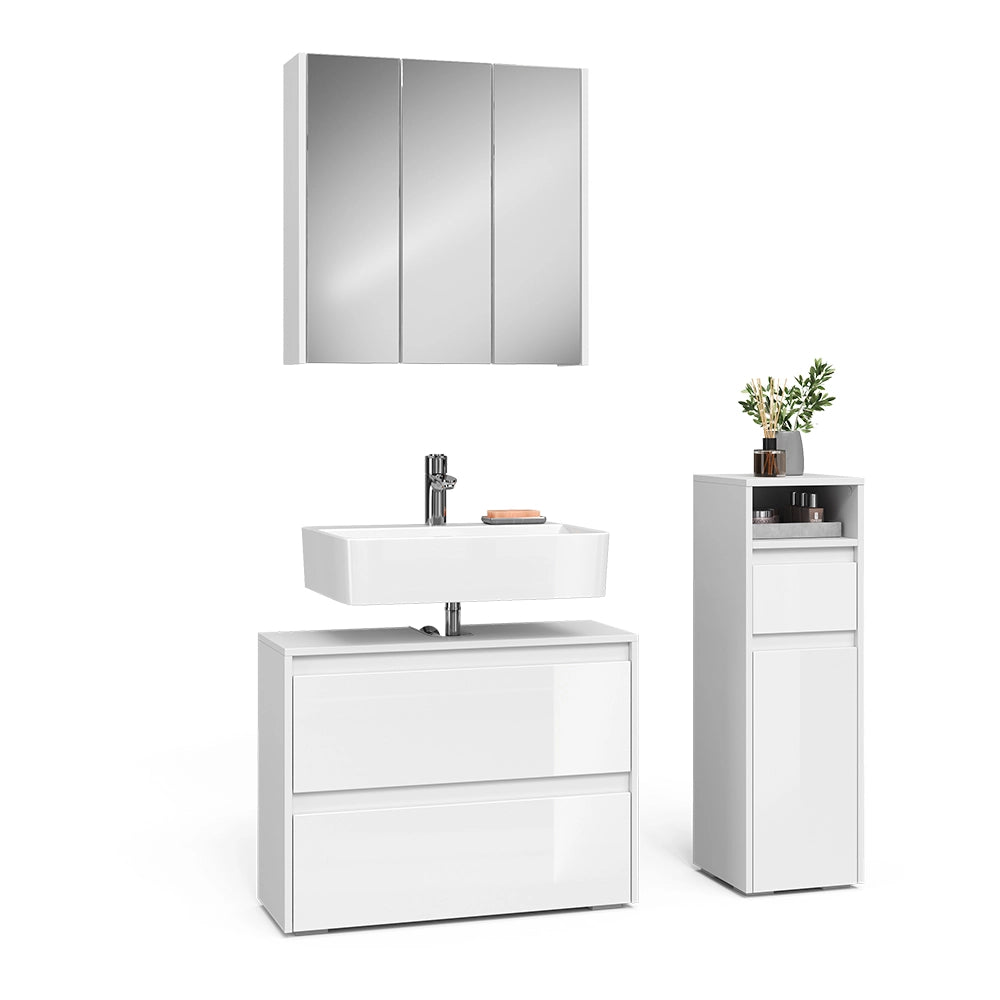 Vicco Set di mobili da bagno Bianco/bianco lucido 3 parti