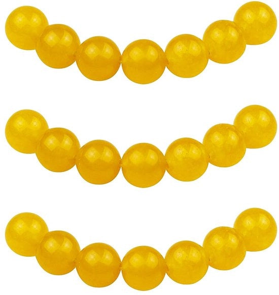 Raccoglitori 10mm 35 pezzi Palla Gialla Jade Semiopaca Raccoglitori con Foro Accessori per Collane per la Creazione di Gioielli Bracciali Collane