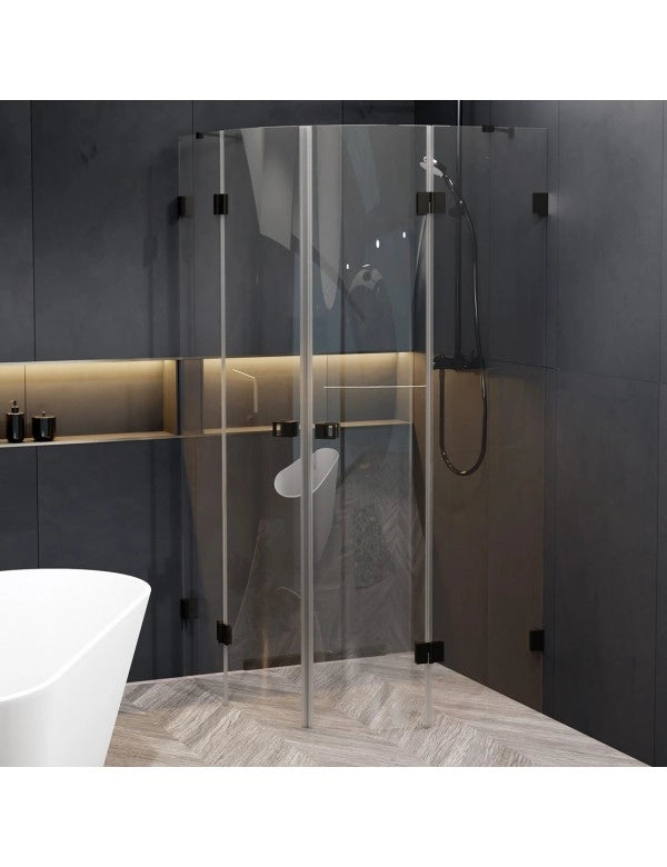 SCANDIC NXT 309 RIHO 90x90 x200cm Box Doccia Circolare con Cerniera Nera