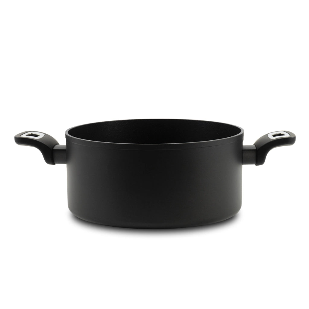 Casseruola 2 maniglie con coperchio Elegance Black 24 cm doppio fondo acciaio inox, manico Soft touch