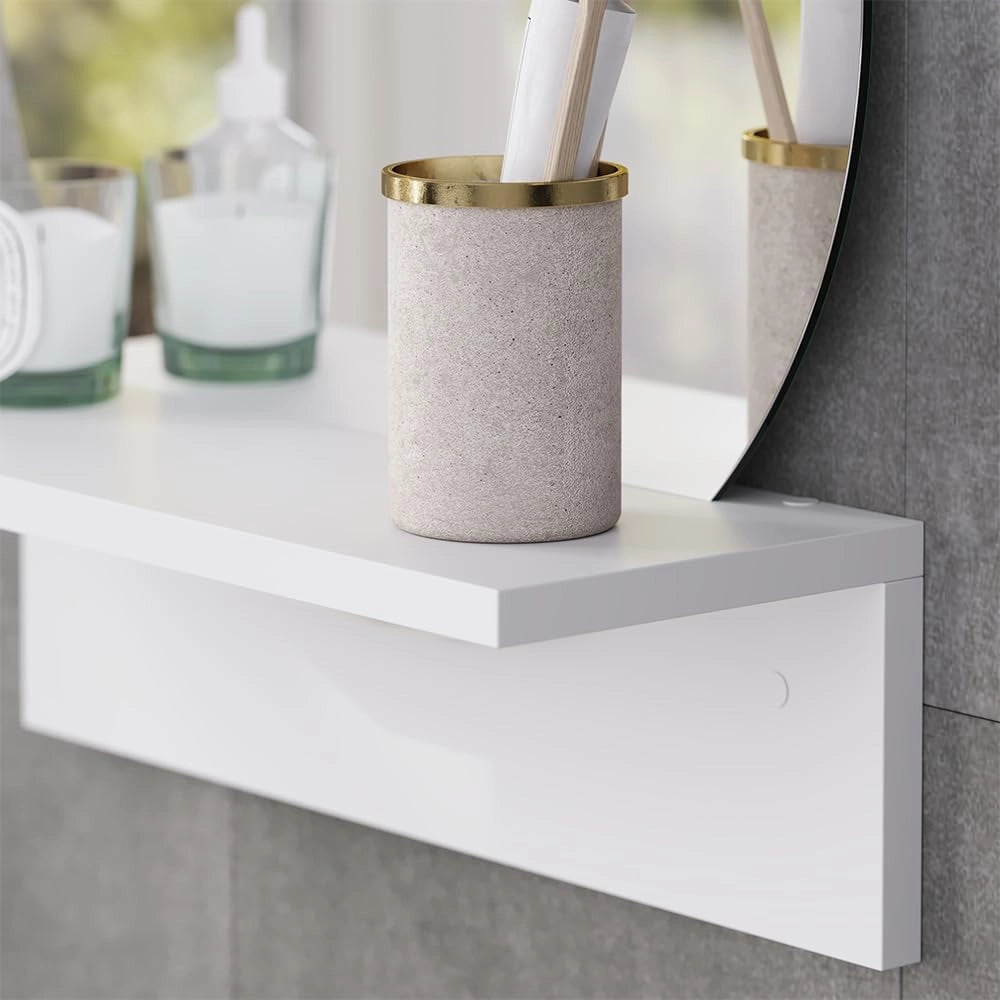 Specchio bagno Elyra, Bianco, 40 x 47.5 cm con ripiano, adatto per il montaggio a parete in bagno e in ambienti abitativi