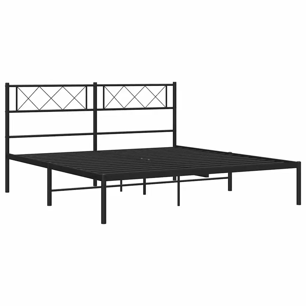 Giroletto con Testiera-Struttura Letto con testiera in Metallo Nero 160x200 cm 796693