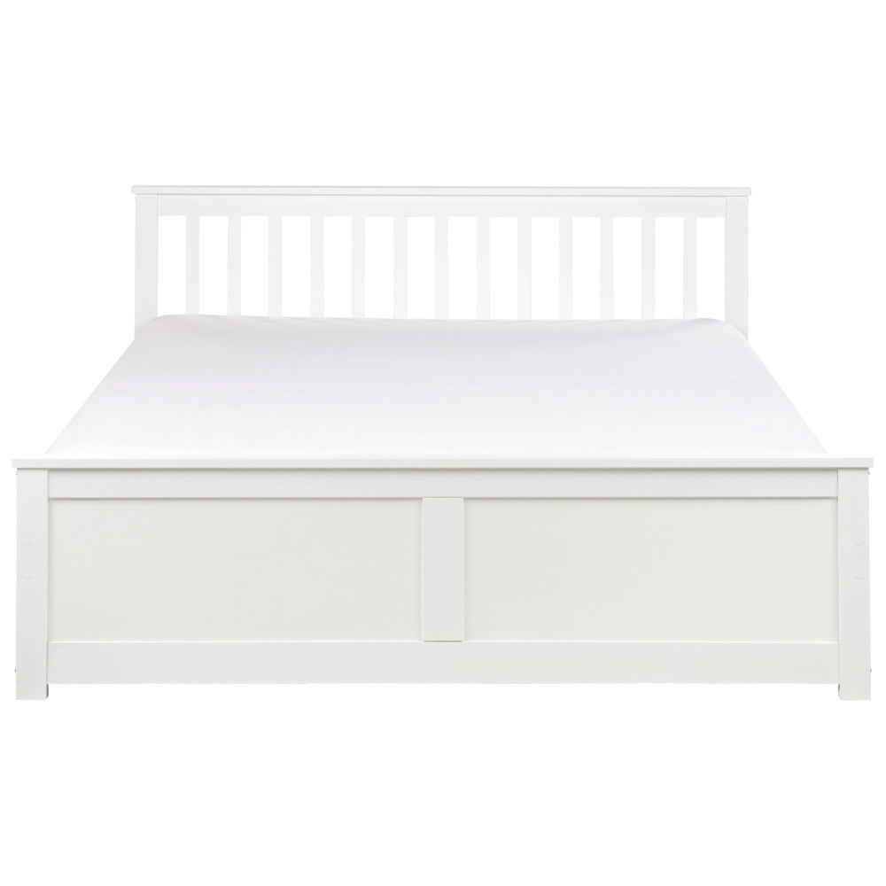 Letto matrimoniale in legno di Pino bianco con Rete a Doghe 160 x 200 cm stile minimalista