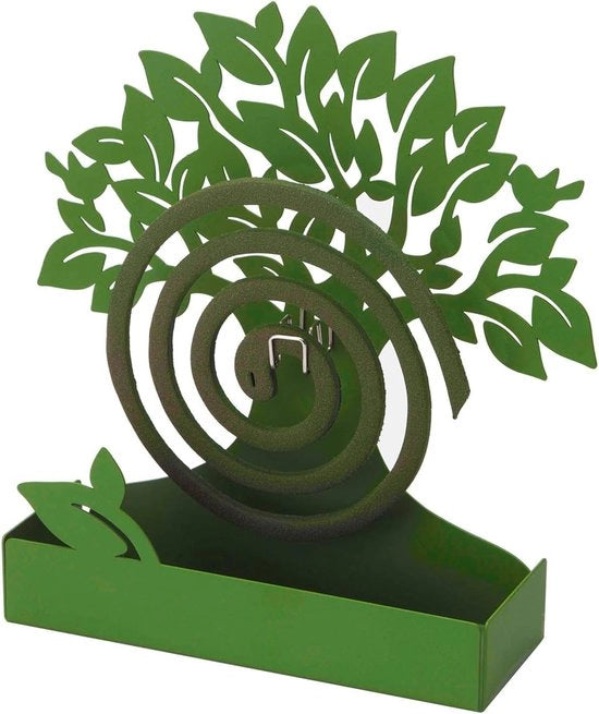 Supporto a spirale in metallo, verde albero. Supporto a spirale per interni o esterni, 17 x 5 x 17,5 cm