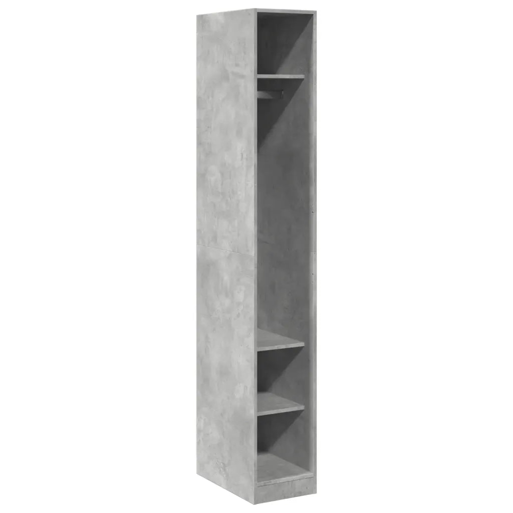 Armadio Grigio Cemento 30x50x200 cm in Legno Multistrato
