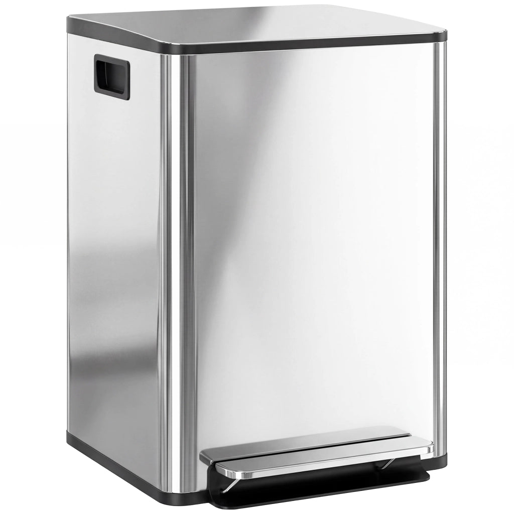 Bidone per Rifiuti 2x20L ¨C zephmum ¨C Coperchio Soft-Close, Antimpronte, Acciaio Inox, Argento