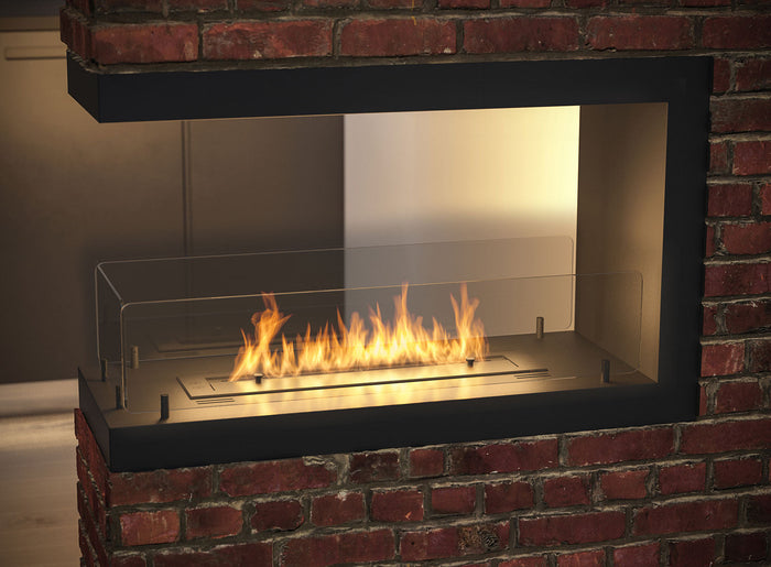 Camino a Bioetanolo Trifacciale da Incasso 80x50 cm Inside u 800 Nero con Vetro