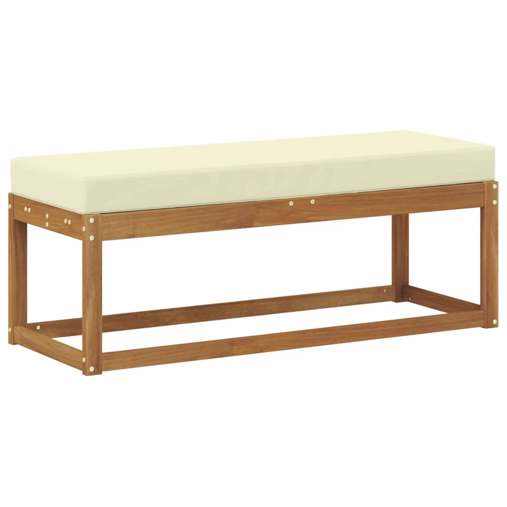 Sedia da giardino-Panca da esterno con cuscino Naturale e Crema 115 x 43 x 45 cm