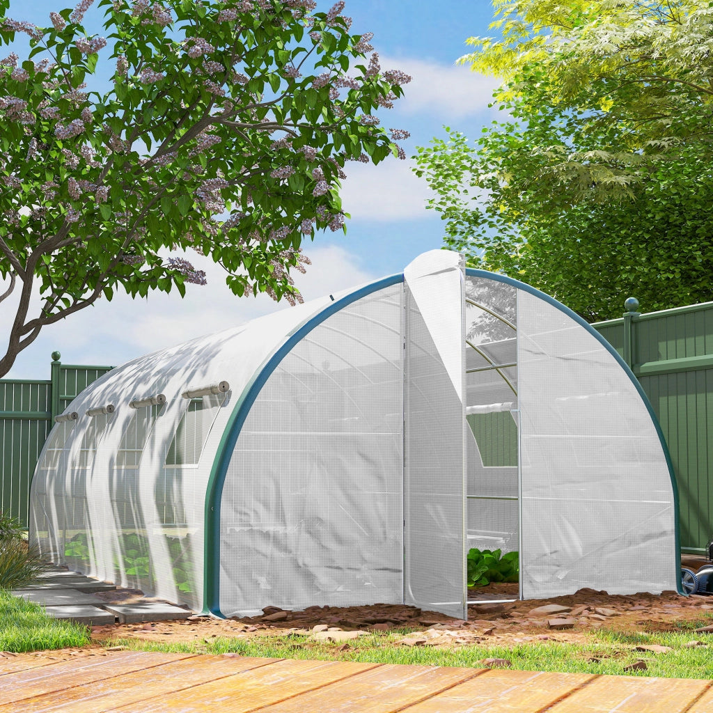 Serra da Giardino 6x3 m ¨C zephmum ¨C Bianco e Verde, Poliestere e Acciaio Zincato