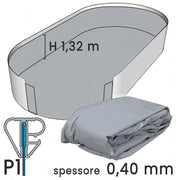 Liner Per Piscine Ovali In Lamiera Di Acciaio 6,40 X 3,66 X H. 1,32 - Colore Azzurro- Spessore 0,60 Mm Colore: Grigio