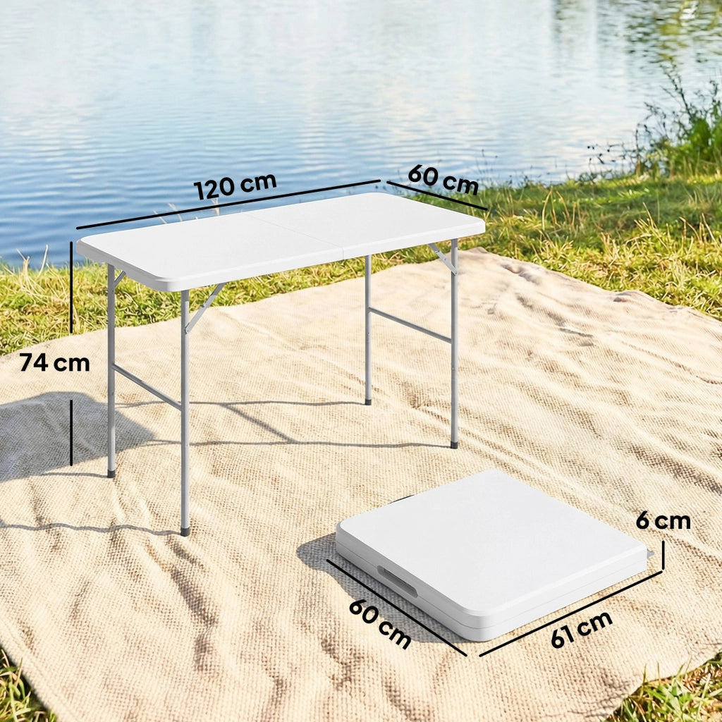 Tavolo da pranzo pieghevole ¨C zephmum ¨C HDPE bianco 120x60x74 cm