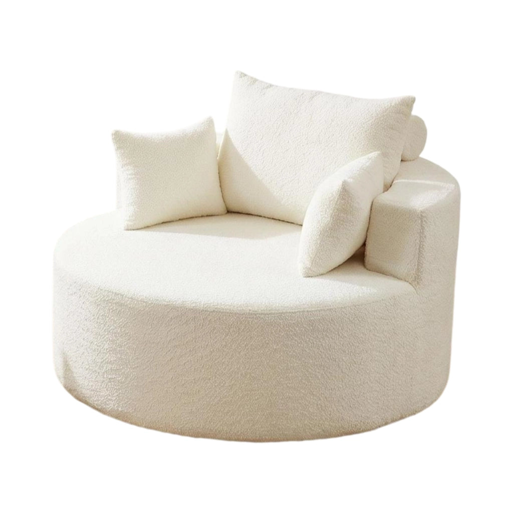 Poltrona modulare senza montaggio in ciniglia Beige, con cuscino schienale, 1 posto