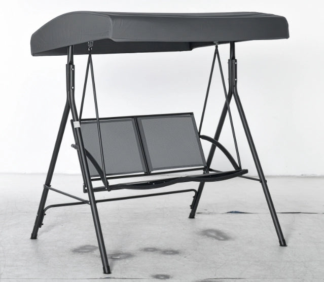 Dondolo da Giardino 2 Posti con Tettuccio ¨C zephmum ¨C Grigio 140x118x162 cm