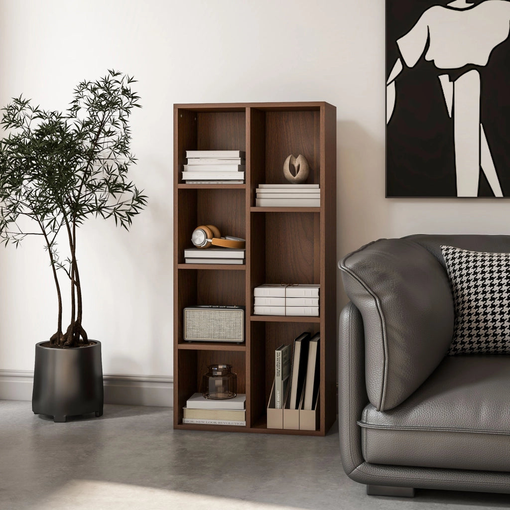 Libreria a Cubi 50x24x106 cm Vani a Giorno di Diverse Dimensioni Rivestimento in Melamina Color Noce