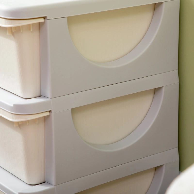 Contenitore per bambini con 3 cassetti estraibili, plastica, 37 x 37 x 56,5 cm, bianco crema
