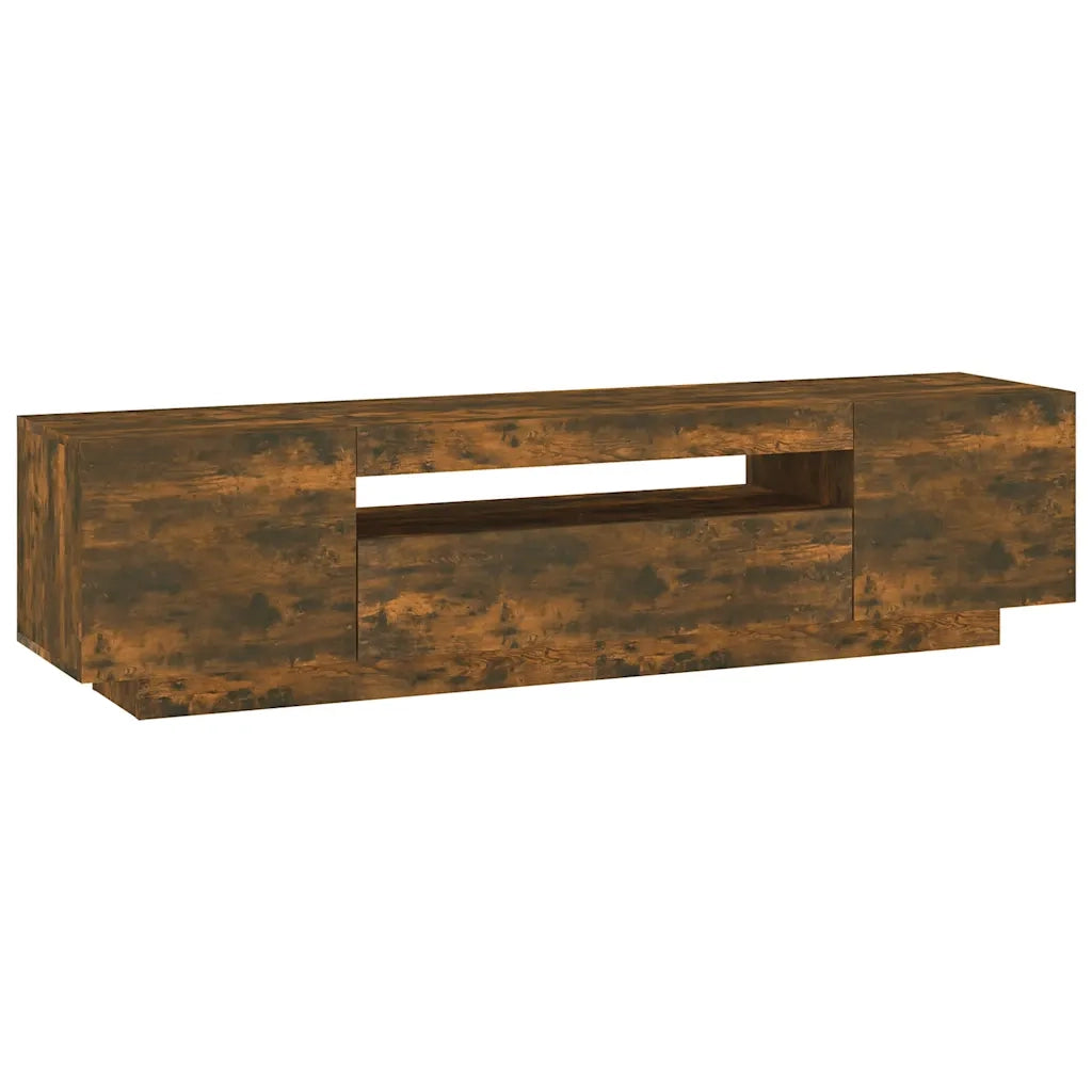 Mobile TV | Armadietto TV | Mobile Porta TV con Luci LED Rovere Fumo 160x35x40 cm