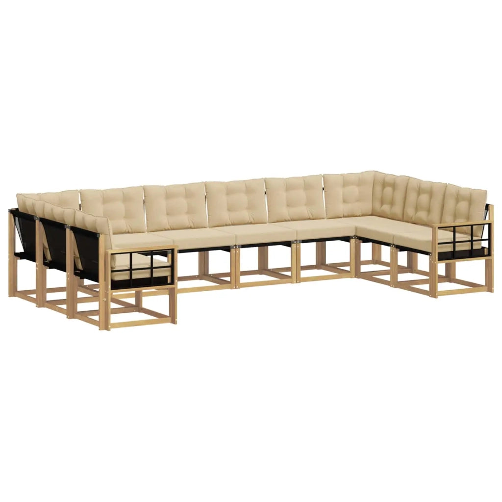 Set di divani da esterno 10 pz Bianco e Beige 3389915