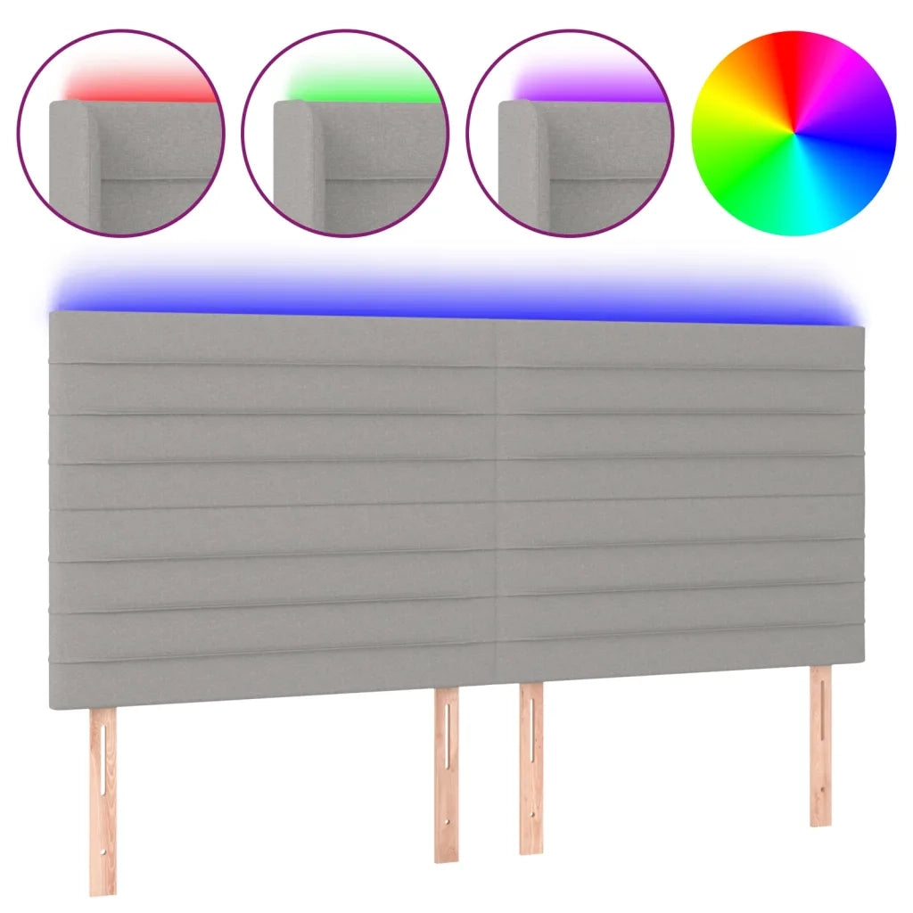 Testiera a LED-Testata con LED Grigio Chiaro 160x5x118/128 cm in Tessuto 703440