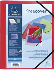 Pacchetto di 5 mappe di cartone plastificato trasparente con cerniera e 3 chiusure, contenitore con tasca trasparente DIN A4, 2 cinture elastiche.