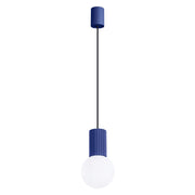 Lampada a sospensione Sfera vetro rigato blu G9 Pure Lume