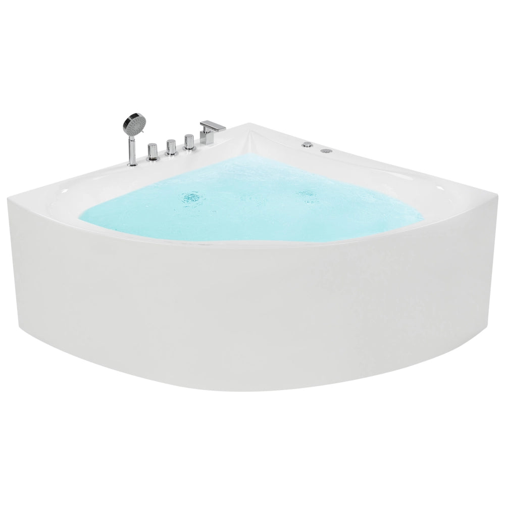 Vasca Idromassaggio Angolare Bianca con Argento Sanitario Acrilico Singolo 133 x 187 cm Idromassaggio Moderno