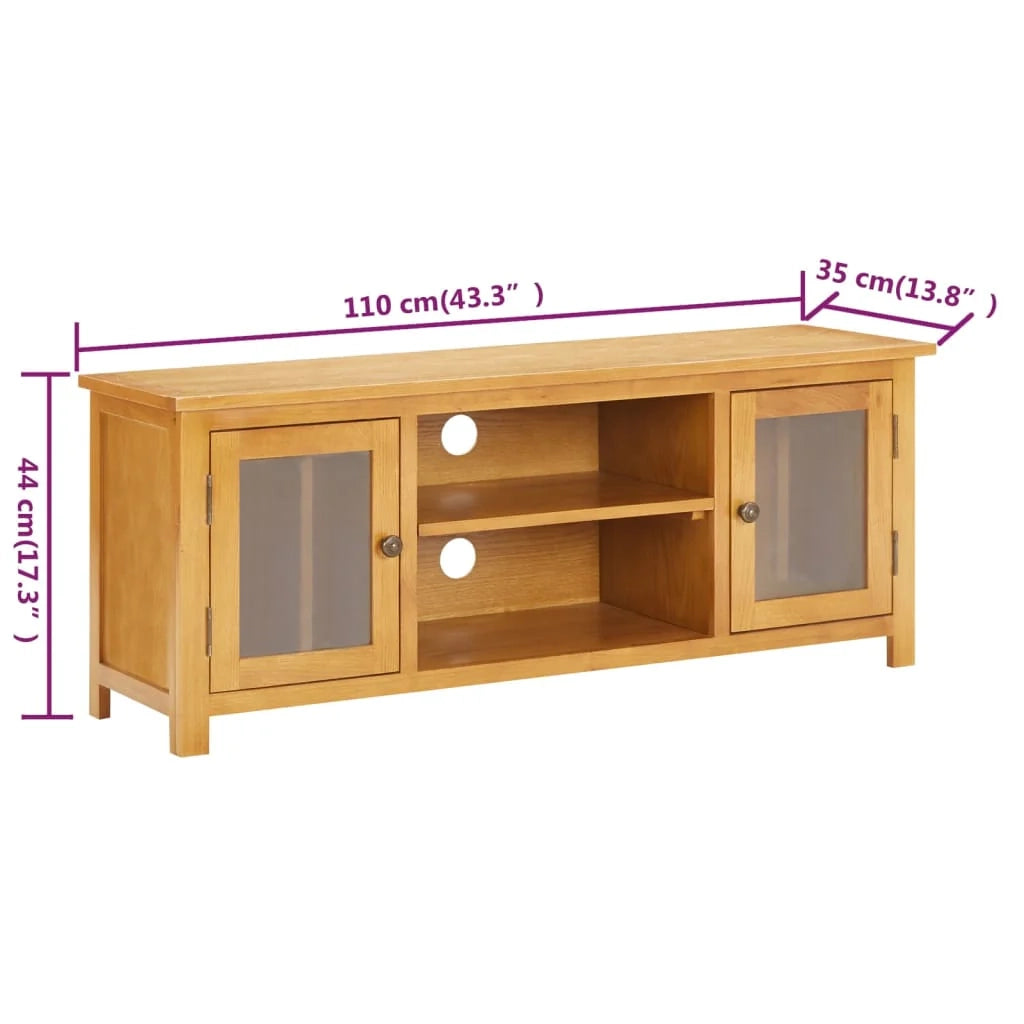 Mobile TV multimediale scaffale per televisione televisione buffet sala da pranzo soggiorno camera da letto 110 x 35 x 44 cm legno massello di rovere marrone 02_0025762