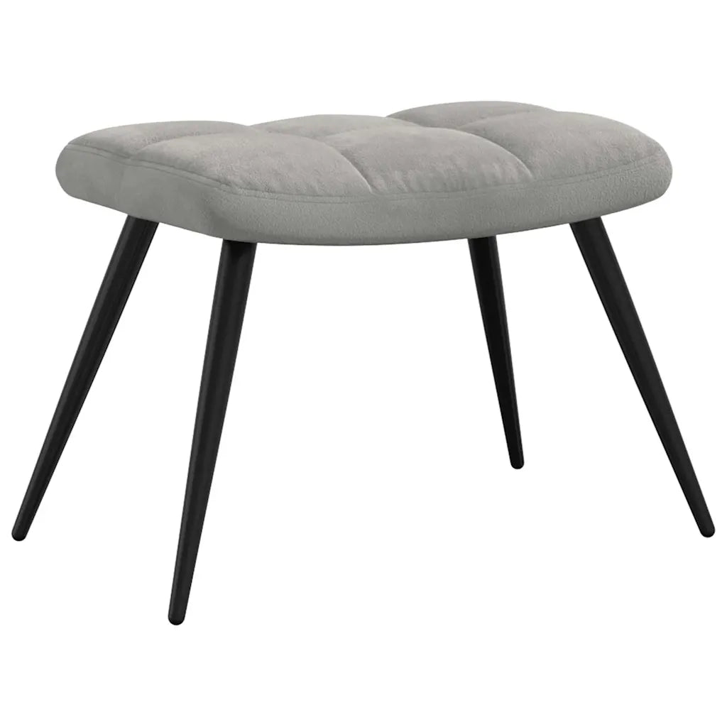 Divano Sedia-Poltrona Relax con Poggiapiedi Grigio Chiaro in Velluto 419149