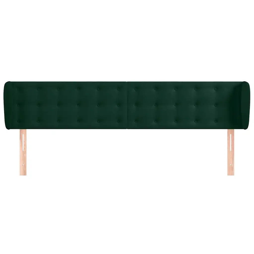 Testiera ad Orecchio-Testata con Orecchie Verde Scuro 163x23x78/88 cm in Velluto 664161