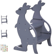Scala per Bambini in Legno con Maniglie e Regolazione di Altezza per l'Apprendimento dell'uso del Water e per l'Addestramento al Water con Maniglie per Bambini da 1 Anno in Avanti