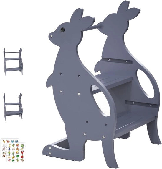 Scala per Bambini in Legno con Maniglie e Regolazione di Altezza per l'Apprendimento dell'uso del Water e per l'Addestramento al Water con Maniglie per Bambini da 1 Anno in Avanti