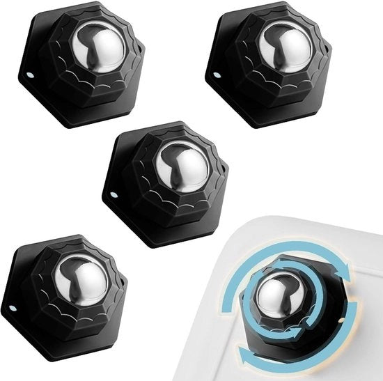 Ruote per mobili 4 pezzi - Ruote di sterzo - Ruote universali - Ruote a palla in acciaio - Rotazione 360° - Progettazione a forma di ottagono